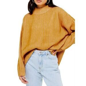 TOPSHOP Mock Neck Sweater in Mustard Size 8-10 Petite